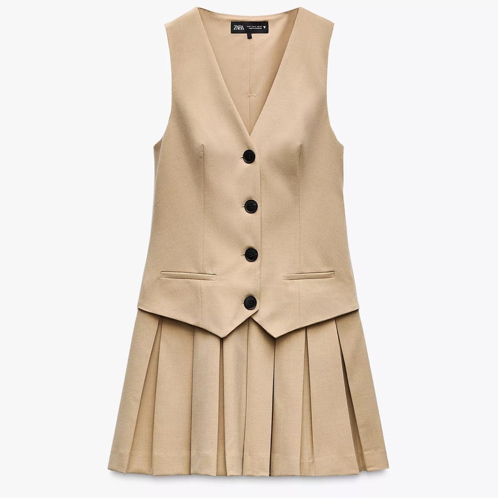 ZARA | Box Pleat Vest Dress